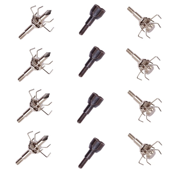 12PCS Points With Broadhead Small Game Tips Screw In Arrowheads, 7x10x3 cm, Silver 1PCS