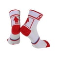 thumbnail image 1 of Calcetines de ciclismo absorbentes de sudor, anti-fricción, calcetines de bicicleta para exteriores rojos y blancos, unisex, 1 par con diseño de flecha en colores bloqueados, 1 of 6