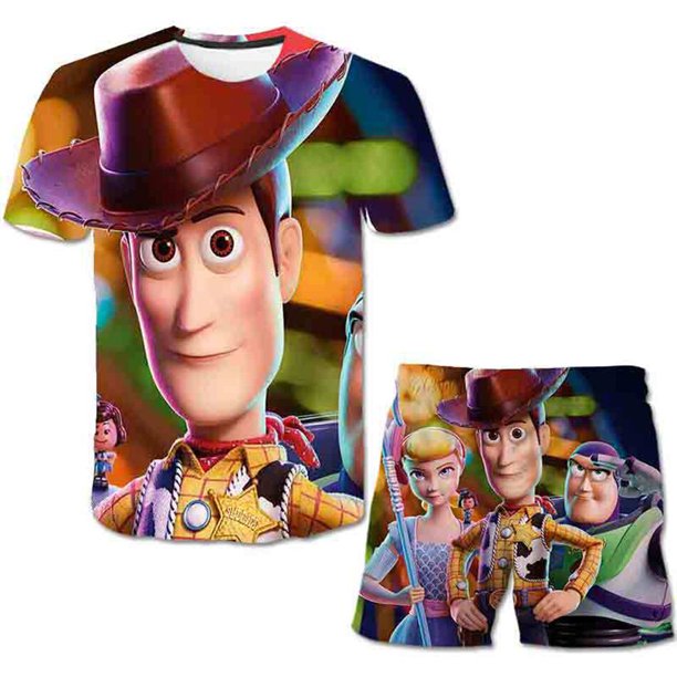 Disney Toy Story 4 ropa para niño niña niños verano manga corta dibujos animados Anime 3D estampado adolescentes camisetas Tops pantalones cortos conjunto 4-14y7-8T Gao Jinjia LED