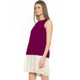 thumbnail image 2 of eloria Women's Georgette Pleated Boat Neck Sleevless Summer Casual Midi Dress, Color : Dark Purple | Size : XL, 2 of 5