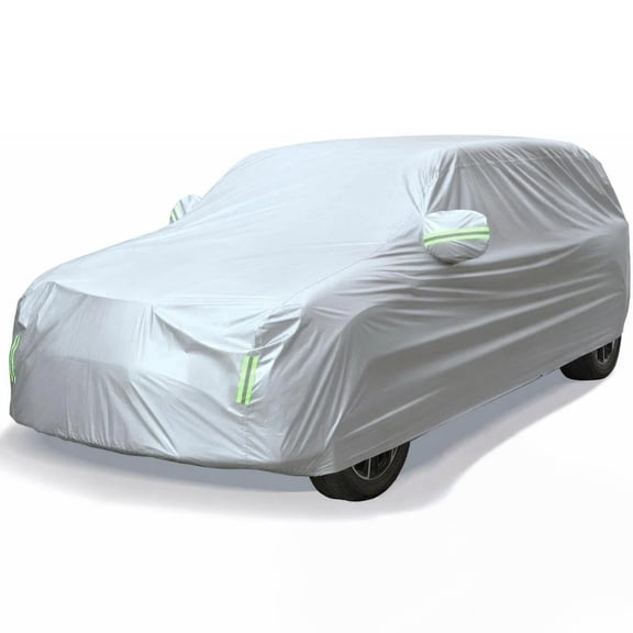 BN-LINK 2-Layer Car Cover Waterproof All Weather, Car Covers for Automobiles with Reflective Strips & Side Zipper, Sun Wind Rain Snow UV Protection Full Exterior Covers for SUV