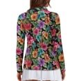 thumbnail image 2 of Yuyamidu Colorful Hibiscus Golf Top for Women Golf Shirts Tropical Long Sleeve Collared Tennis Shirt Quarter Zip Activewear Size M, 2 of 8