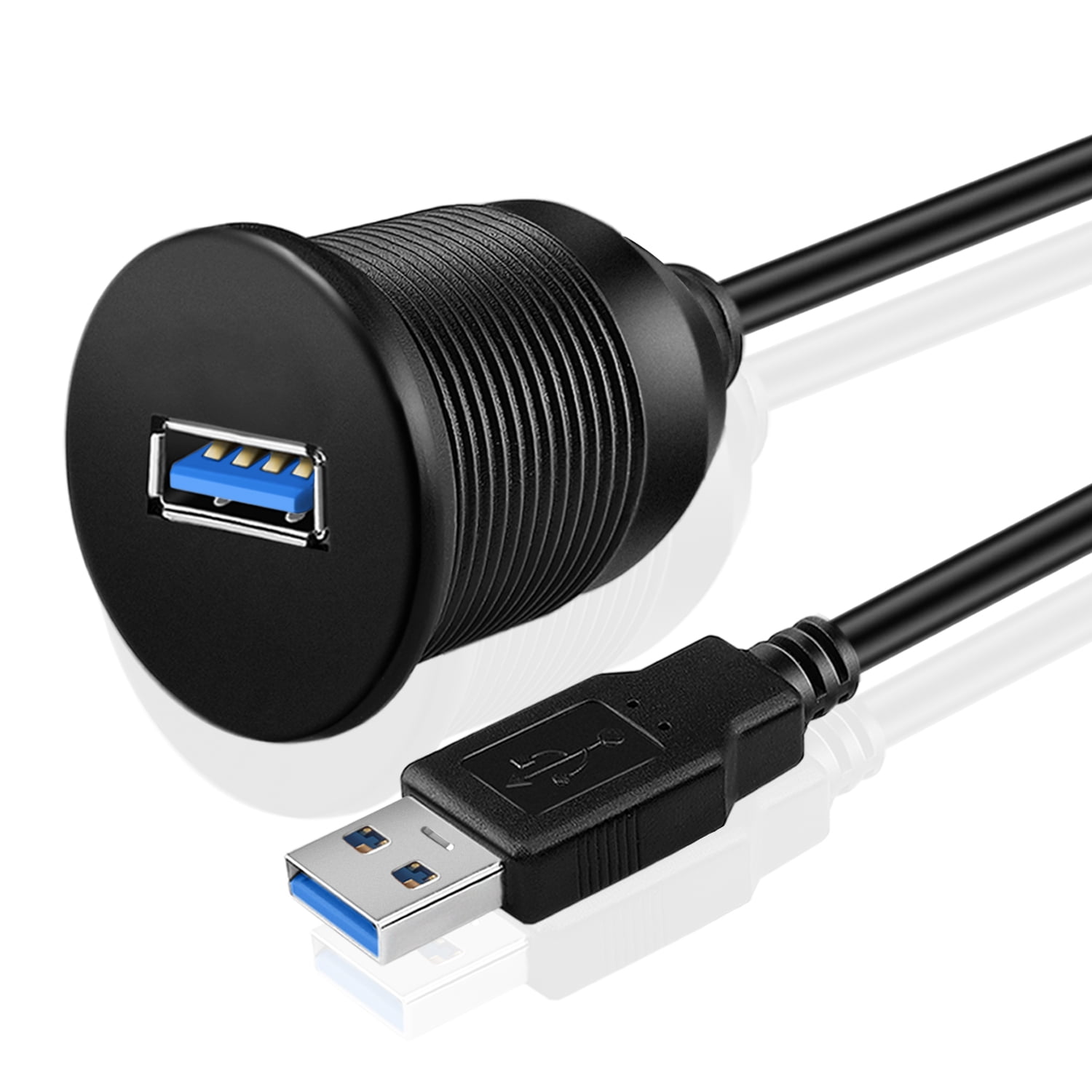 USB 3.0 Flush Mount Cable - Dashboard Panel Dash Mount 1 Port Dual USB
