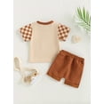 thumbnail image 4 of Genuiskids Toddler Baby Boy Summer Clothes Checkerboard Plaid Short Sleeve T-Shirt Elastic Waist Shorts Set 2PCS Checkered Outfit 0-3T, 4 of 9