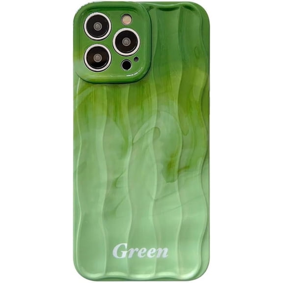 Beautiful Spring Green Gradient Water Ripple Phone Case Compatible with iPhone Case (Green,iPhone 13 Pro)