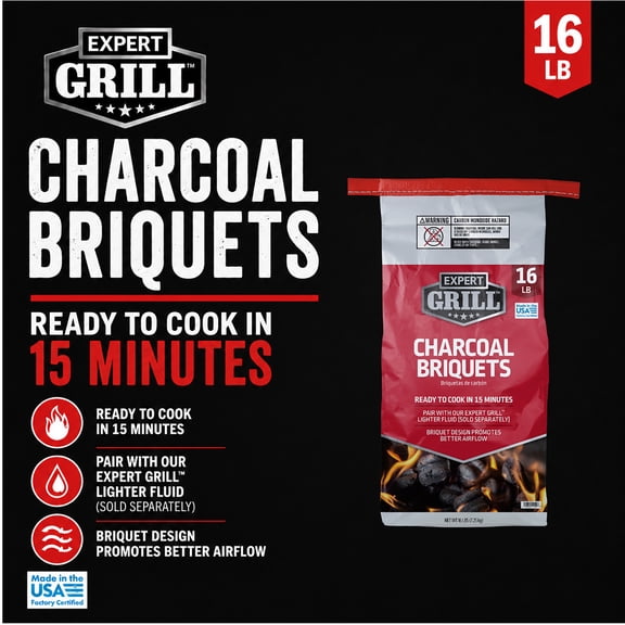 Expert Grill Charcoal Briquettes, 16 lb