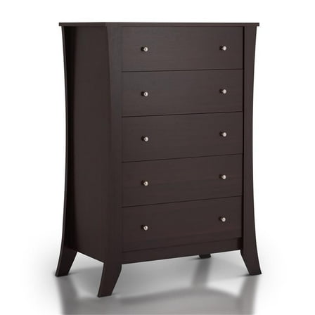Furniture of America Arango Espresso Wood 5 Tall Drawer Dresser Chest