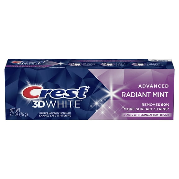 Crest 3D White Radiant Mint, Teeth Whitening Toothpaste, 2.7 oz