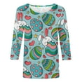 thumbnail image 4 of IROINNID Womens Fashion Short Sleeve Retro Round Neck Printed Loose Tops Blouse Three Quarter Sleeve Under 10$, 4 of 5