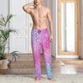 thumbnail image 2 of Mens Pajama Pants, Fun Rainbow Pink Soft Sleep & Lounge Pants for Men, Cuteness Casual PJ Bottoms Pants with Pockets, 2 of 7