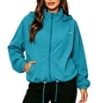 thumbnail image 2 of Womens Hiking Windbreaker Baeitkot Womens Jackets Zip Up Outdoor Hiking Hooded Windbreaker with Pocket Blue L, 2 of 9