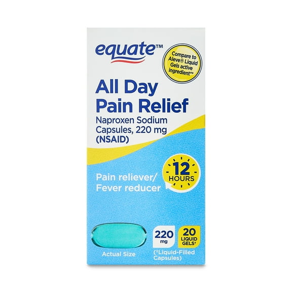 Equate All Day Pain Relief Naproxen Sodium Liquid Gels, 220 mg, 20 Count, Compare to ALEVE® Liquid Gels Active Ingredient