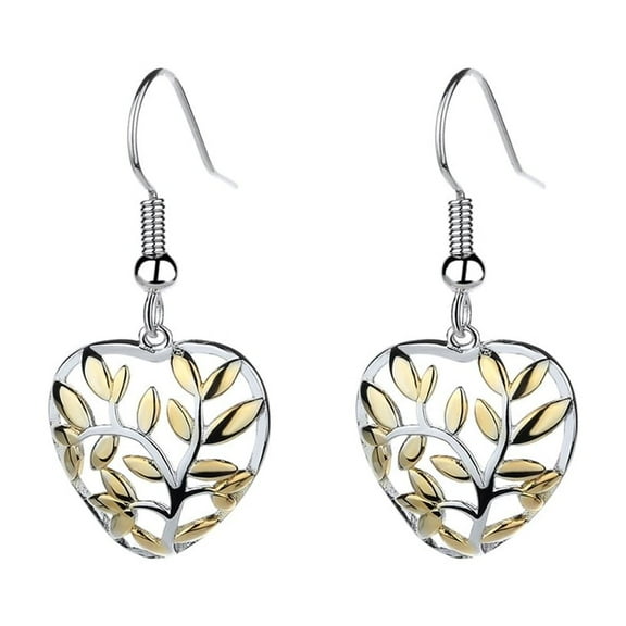 Amy and Annette Sterling Silver and 18k Gold Plated Floral Heart Earrings