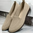 thumbnail image 5 of Xfvqtps Womens Breathable Knit Loafers Comfortable Slip on Flat Shoes with Cushioned Insole Lightweight Mesh Casual Shoes Khaki, 5 of 6