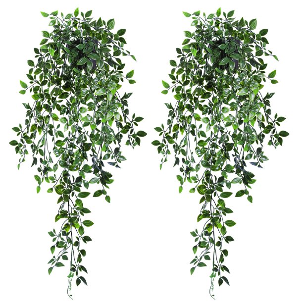 HUANGXIN Fake Plants Potted Artificial Hanging Ivy Plant Faux Aesthetic