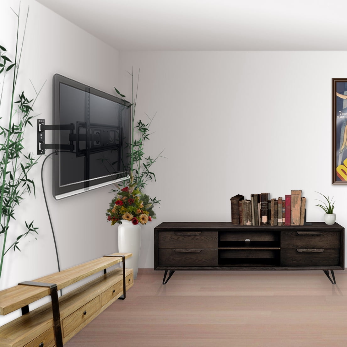 Full-Motion TV Wall Mount (Single Stud Install): 37"-70" Screens