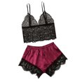 thumbnail image 2 of Satin Pajamas Women Set- Halter Camisole Lace Nightdress Sexy Underwear Sleepwear 2PC, 2 of 3