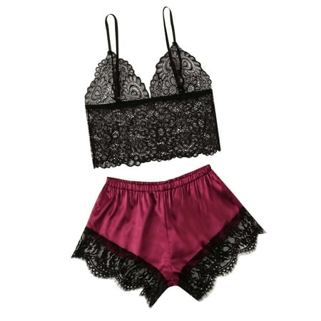 

Lace Dress Satin Dress Sexy Summer Dresses for Women Silk Dress Women Lingerie Underwear Sleepwear Pajamas Ladies Pajamas Set Of 2 Wine Red Xxl