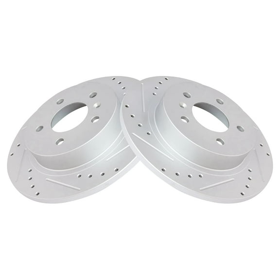 TRQ Rear Performance Brake Rotors Set Premium G-Coated Cross Drilled & Slotted Fits Select 2006-2011 Buick Lucerne Cadillac DTS