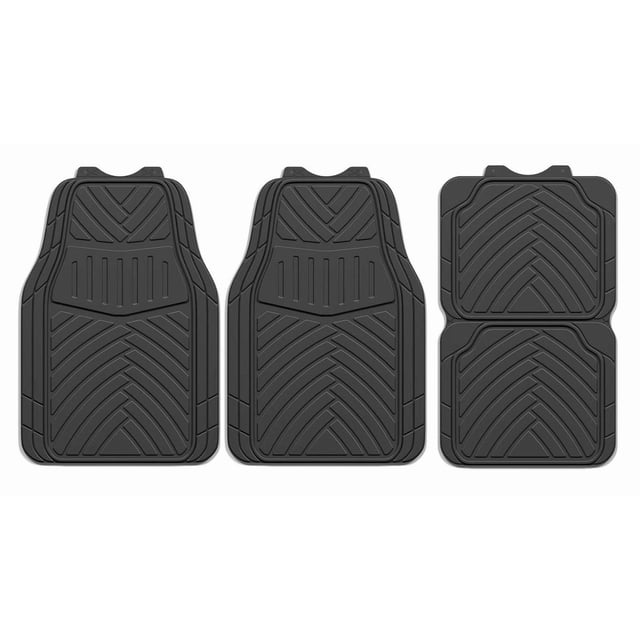 AUTO DRIVE 4-PIECE All Season Car Floor Mats Black