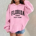 thumbnail image 2 of Telankuip Trendy Hooded Sweatshirts for Teen Girls Florida Graphic Letter Printed Pullover Hoodies Comfort Oversized Long Sleeve Drop Shoulder Casual Loose Sports Tops Pink 5-6 Years, 2 of 4
