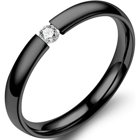 2mm Classical Simple Plain Stainless Steel Stackable Cubic Zircon Wedding Band Ring