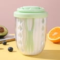 thumbnail image 1 of Vaso portátil de ensalada de frutas de doble capa con tenedor integrado, tapa sellada, diseño de drenaje y plástico apto para alimentos, de 15x10 cm para el almuerzo y uso para llevar., 1 of 6