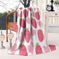 thumbnail image 2 of Strawberry Plants Fruit Heart White Pattern Blanket,Comfortable Soft Flannel Throw Blanket,All Season,Warm Lightweight Blankets for Sofa Bed Couch Living Room Chair,60"x80", 2 of 4