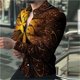 thumbnail image 2 of Camisas de moda con estampado de mariposas y flores para hombre, camisas de manga larga con solapa y estampado 3D, ropa informal vintage de calle genial, blusas ajustadas para hombre, 2 of 5