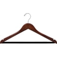 thumbnail image 2 of The Great American Hanger Company Walnut Finish Notched Wooden Suit Hanger and Non-slip Bar (Case of 100), 2 of 5