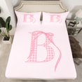 thumbnail image 2 of Erosebridal Pink Bow Sheet Set Twin, Initial B Bedding Sets Twin Size, Princess Room Decor 3 Pieces, 2 of 7
