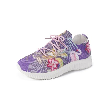 

Ritualay Ladies Sneakers Breathable Athletic Shoes Lace Up Trainers Lightweight Floral Print Flats Women Womens Sport Walking Shoe Purple 8.5