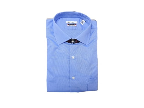 $95 VAN HEUSEN Men REGULAR-FIT BLUE LONG-SLEEVE COLLAR DRESS SHIRT 16.5 36/37 L 