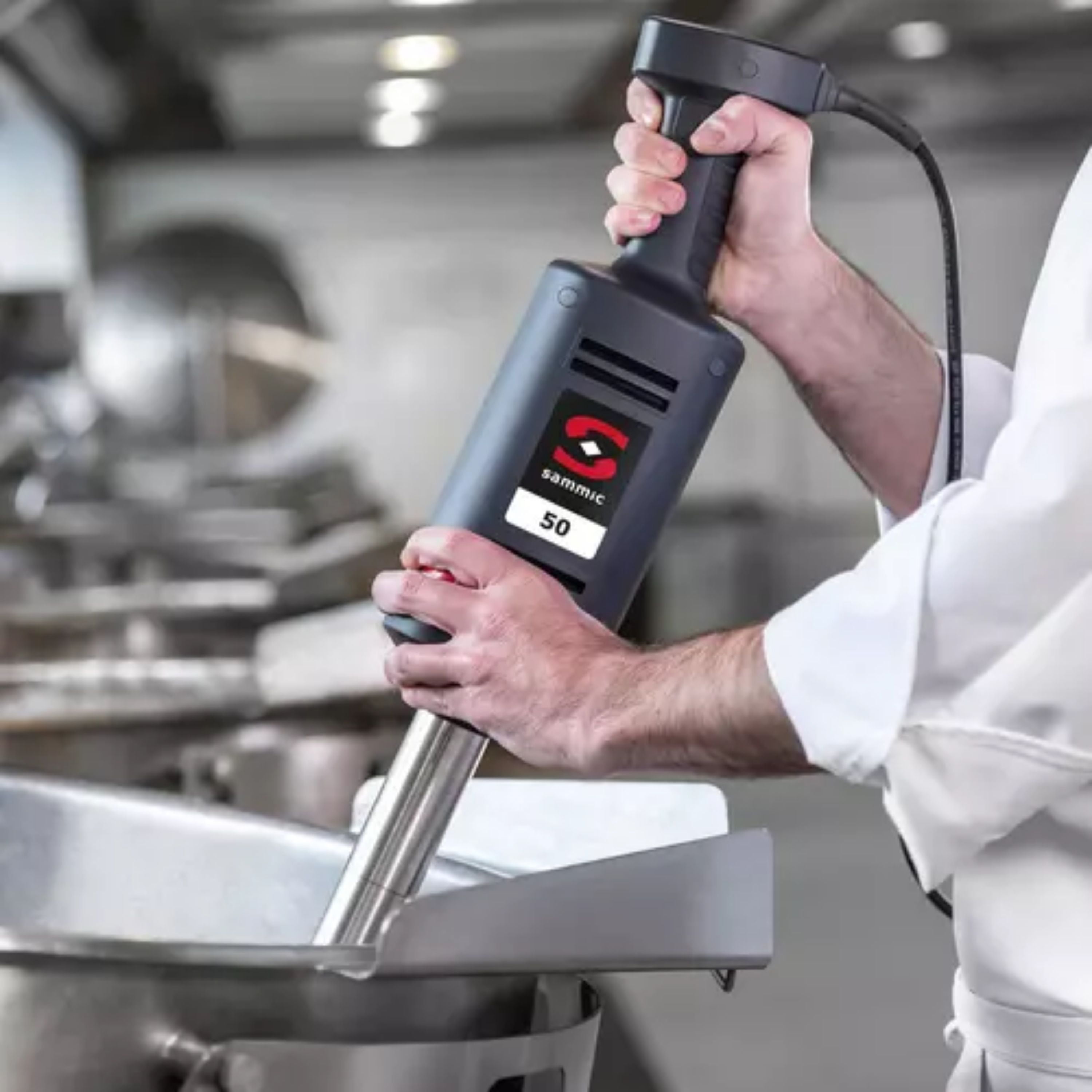 Sammic XM-52 Immersion Stick Blender, Handheld Commercial Food Blender, 127 Qt Capacity, Fixed 12,000 RPM, 20.7" Stainless Steel Arm with Y Blade and 4" Bell, Wall Mount, Ergonomic Design