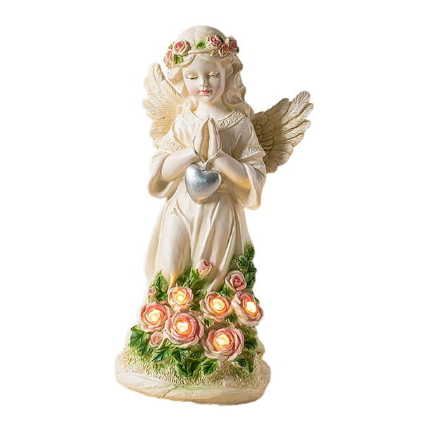 Ángel estatuas colección resina luminosa ángel decoración estatuilla nte jardín Estilo A kusrkot Figuras de ángeles