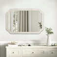 thumbnail image 3 of Sintosin Farmhouse Big White Mirror, Large Wood Frame Wall Mirrors Wall Mounted Decorative with Arched Corners, 36" x 25" Farmhouse Bathroom Vanity Mirror, 3 of 8
