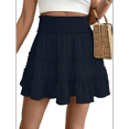 thumbnail image 1 of Falda Corta de Verano para Mujer, con Volantes, Cintura Alta, Informal, Estilo Bohemio, para Playa, con Pantalones Cortos Incorporados, Azul Marino, Talla L, 1 of 7