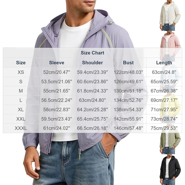 Yyuenw Mens Wrinkled Texture UPF50+ Sun Hoodie, Packable Zip Solid