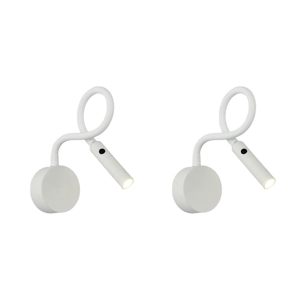 Bearachild Minimalist LED Wall Lamp Fixture Flexible 3W Hose for Bedroom Loft Home Interruptor de cabeza blanca 2piezas
