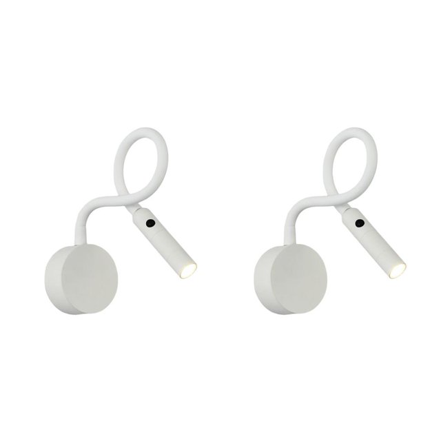 Yuarrent Minimalist LED Wall Lamp Fixture Flexible Hose 3W for Bedroom Loft Home Interruptor de cabeza blanca 2piezas