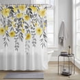 thumbnail image 3 of Spring Summer Flowers Shower Curtain, Vintage Watercolor Yellow Floral Grey Leaf Plant Waterproof Shower Curtain Set with 12 Hooks Lightweight Bath Curtains Fabric Bathroom Decor 72x78 Inches, 3 of 9