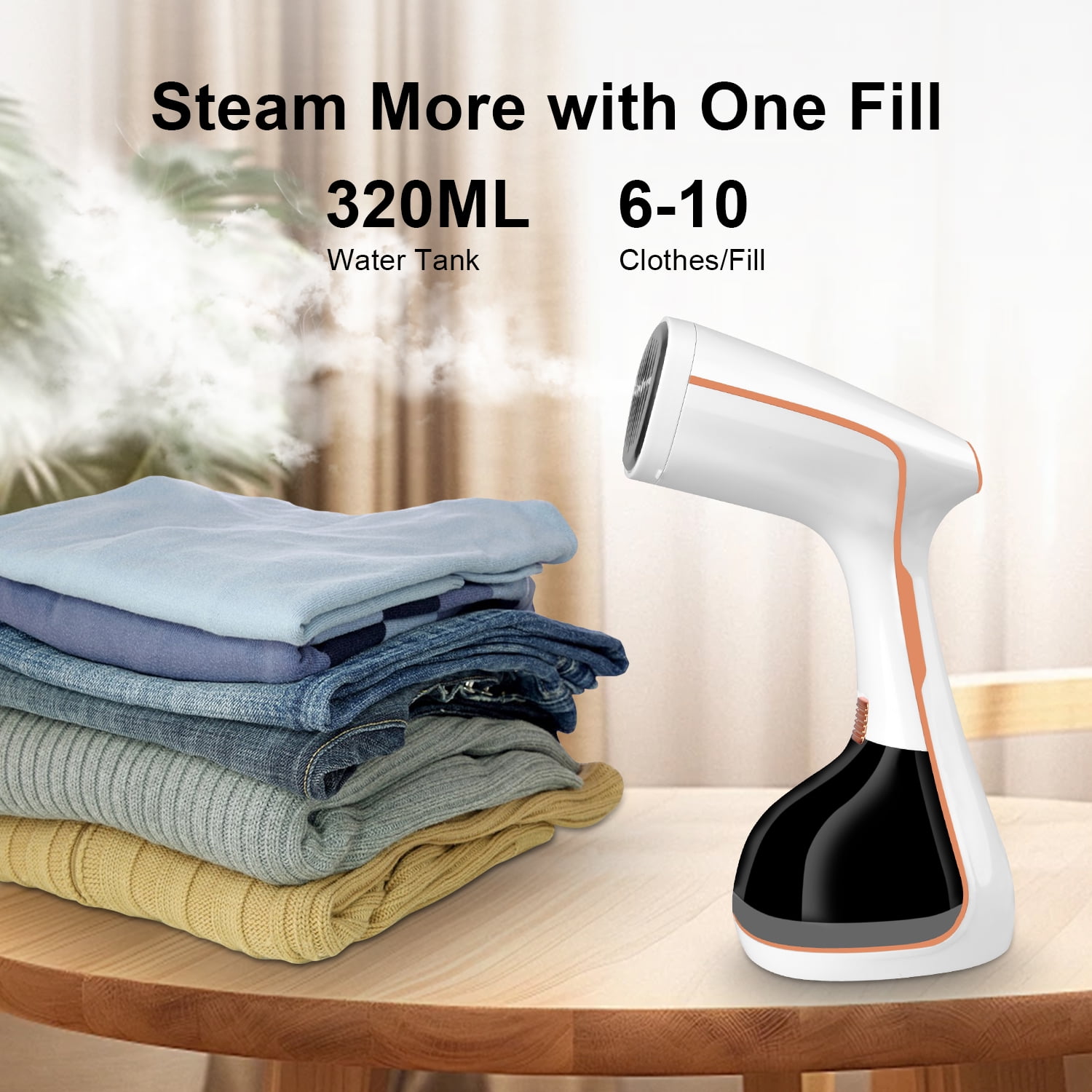Steamer for Clothes, 1500W Fast Heat-up Clothes Steamer Handheld Garment Steamer with 3 Steam Settings, 320ml Water Tank with Cord, Portable Travel Steam Iron for Removes Wrinkle Safe on All Fabric