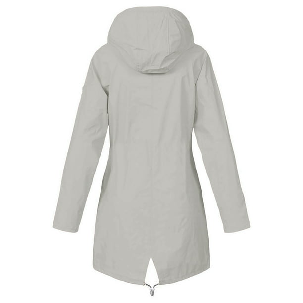 Abcnature Sweater Coats For Women Solid Rain Jacket Outdoor Plus Size Waterproof Hooded Windproof Loose Fall Sweaters Winter Jackets For Women Gray Xl