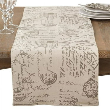 Saro Lifestyle Old Fashioned Script Print Design Table Runner 16"x72"