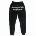 thumbnail image 2 of Stop Looking At My Dick Pants Letter Printing Casual Pants For Men And Women Drawstring Loose High Waist Sports Trousers, 2 of 4