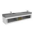 thumbnail image 3 of Amazon 84" White Wood Floating Vanity with Gray Top and Brushed Nickel Trim, 3 of 10