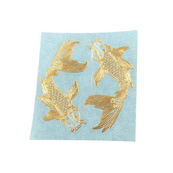 2Pcs/Pair Golden Carp Fish Epoxy Resin Mold Material Metal Sticker DIY Handmade Jewelry Fillings Decal Tattoo Accessories for Phone Case Making