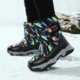 thumbnail image 2 of Chenyee Boys Girls Snow Boots Water-proof Hook and Loop Mid Calf Faux Fleece Linrd Winter Shoes for Kids, 2 of 7