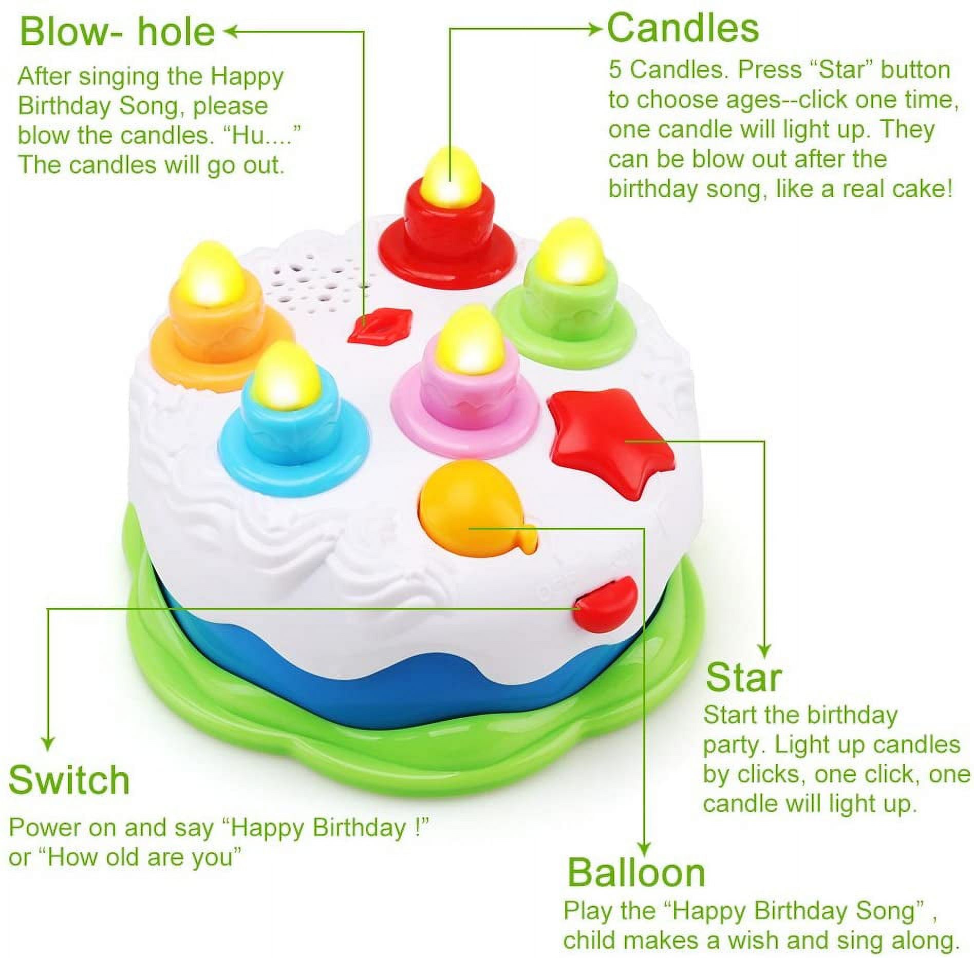 Kids Birthday Cake Toy for Baby & Toddlers with Counting Candles & Music, Gift Toys for 1 2 3 4 5 Years Old Boys and Girls - image 2 of 9