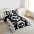 thumbnail image 3 of jejeloiu Vintage Geometric Rhombus Full Size Comforter Sets,Gray Black Bedding Sets For Men Women Reversible 3 Pieces, 3 of 8